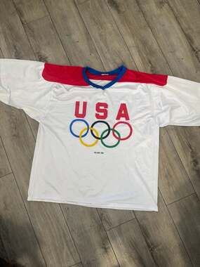Vintage 90s USA Olympics General Mills Promo White Mesh Hockey Jersey